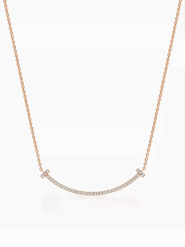 Tiffany T Smile Pendant Rose Gold Diamond Small Women's Necklace - TIFFANY & CO. - BALAAN 1