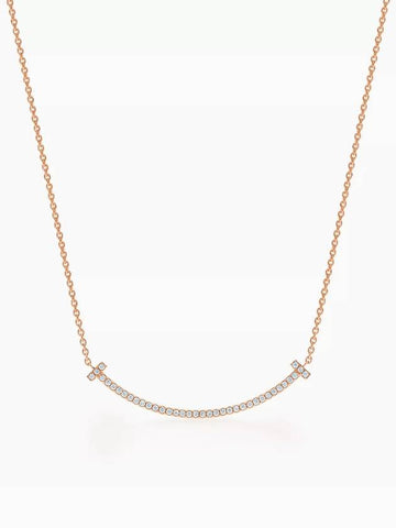 Tiffany T Smile Pendant Rose Gold Diamond Small Women's Necklace - TIFFANY & CO. - BALAAN 1