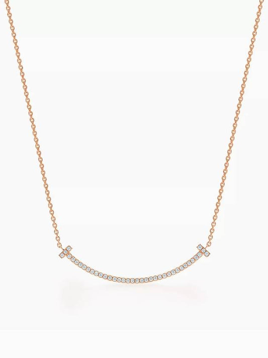 Tiffany T Smile Pendant Rose Gold Diamond Small Women's Necklace - TIFFANY & CO. - BALAAN 1