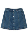 Women's Poppy Front Button Denim A-Line Skirt Blue - A.P.C. - BALAAN 4