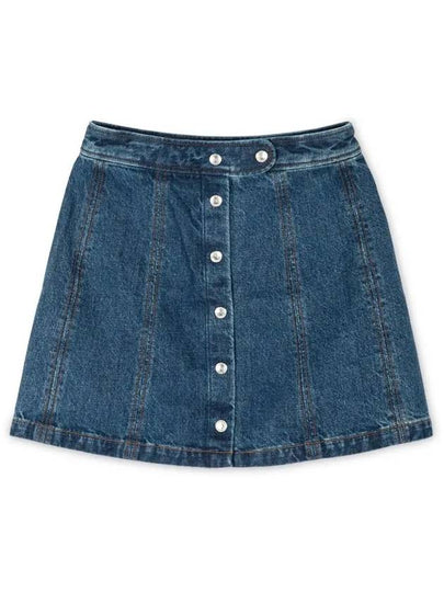 WoMen's Poppy Front Button Denim A-Line Skirt Blue - A.P.C. - BALAAN 2