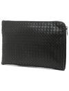 Intrecciato Weaving Zipper Clutch Bag Black - BOTTEGA VENETA - BALAAN 2