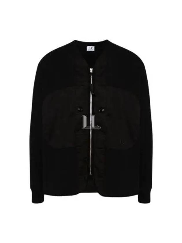 Diagonal Fleece Zip-Up Jacket Black - CP COMPANY - BALAAN 2