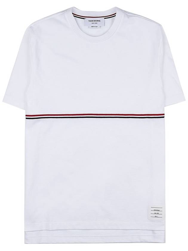 Midweight Jersey Short Sleeve T-Shirt White - THOM BROWNE - BALAAN.