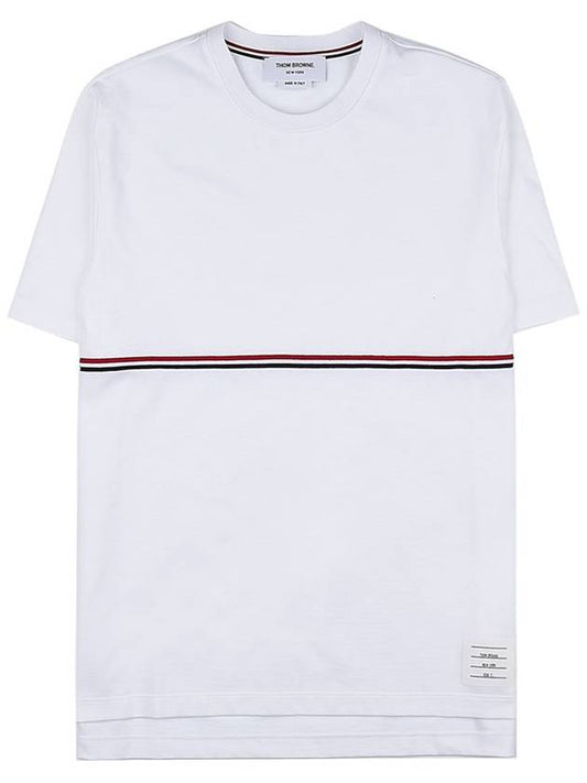 Midweight Jersey Short Sleeve T-Shirt White - THOM BROWNE - BALAAN.