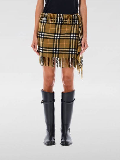 Check Wool Cashmere A-Line Skirt Oxide - BURBERRY - BALAAN 2