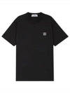 Pisato Effect Logo Patch Short Sleeve T-Shirt Black - STONE ISLAND - BALAAN 2