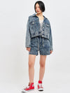 Jinro Cropped Denim Trucker Jacket Blue - C WEAR BY THE GENIUS - BALAAN 7