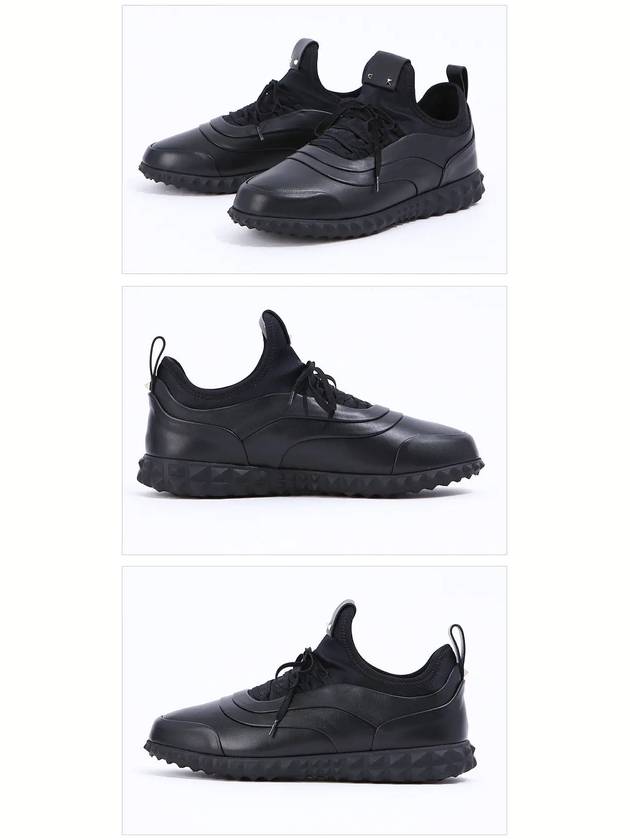 Leather Low Top Sneakers Black - VALENTINO - BALAAN 4