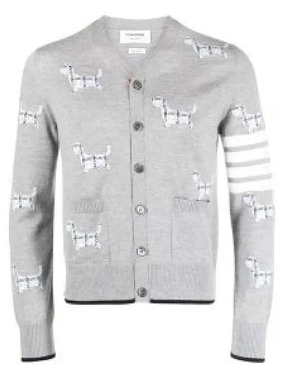 Hector Motif 4 Bar Cardigan Grey - THOM BROWNE - BALAAN 2