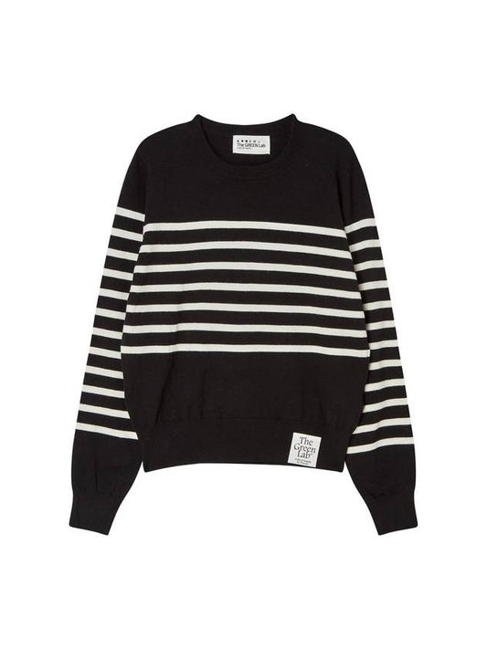 Stripe Round Neck Sweater Black - THE GREEN LAB - BALAAN 2