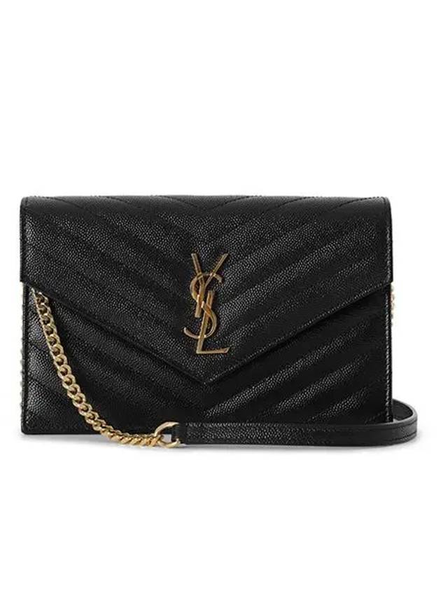 Women's Logo Envelope Chain Long Wallet Black - SAINT LAURENT - BALAAN 4