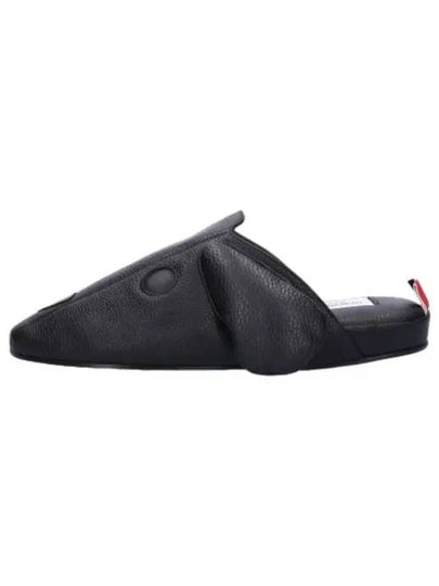 Men's Hector Leather Flat Slippers Black - THOM BROWNE - BALAAN 2