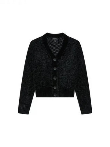 Women s Cutout Neck Velor Cardigan Black 270510 - GIORGIO ARMANI - BALAAN 1