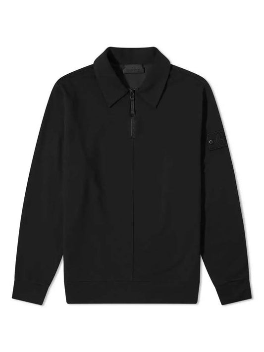 Ghost Piece Stretch Cotton Half Zip-Up Sweatshirt Black - STONE ISLAND - BALAAN 1