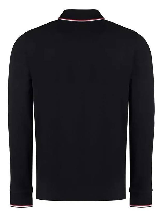 Logo Patch Cotton Long Sleeve Polo Shirt Black - MONCLER - BALAAN 3