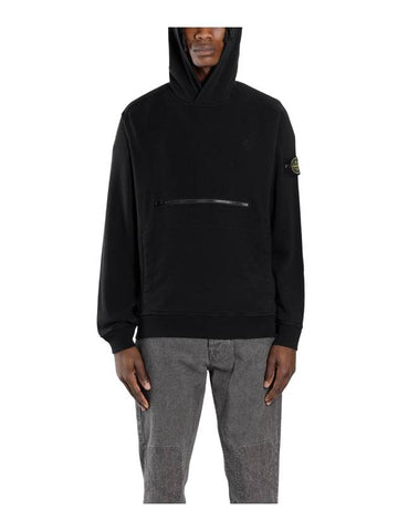 11Th Anniversary Wappen Front Zipper Hoodie Black - STONE ISLAND - BALAAN 1