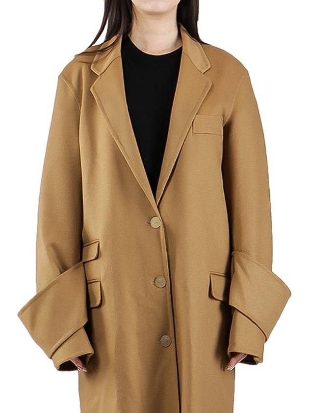 Women's Cuff Detail Single Coat Camel - LOEWE - BALAAN 2