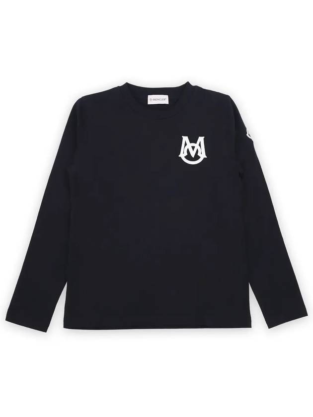 Kids Waffen Embroidered Logo Long Sleeve T Shirt Navy 8D00004 83907 778 8 10A - MONCLER - BALAAN 3