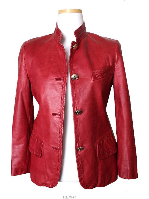 Three strip chain red leather jacket Domestic 44 - GUCCI - BALAAN 1