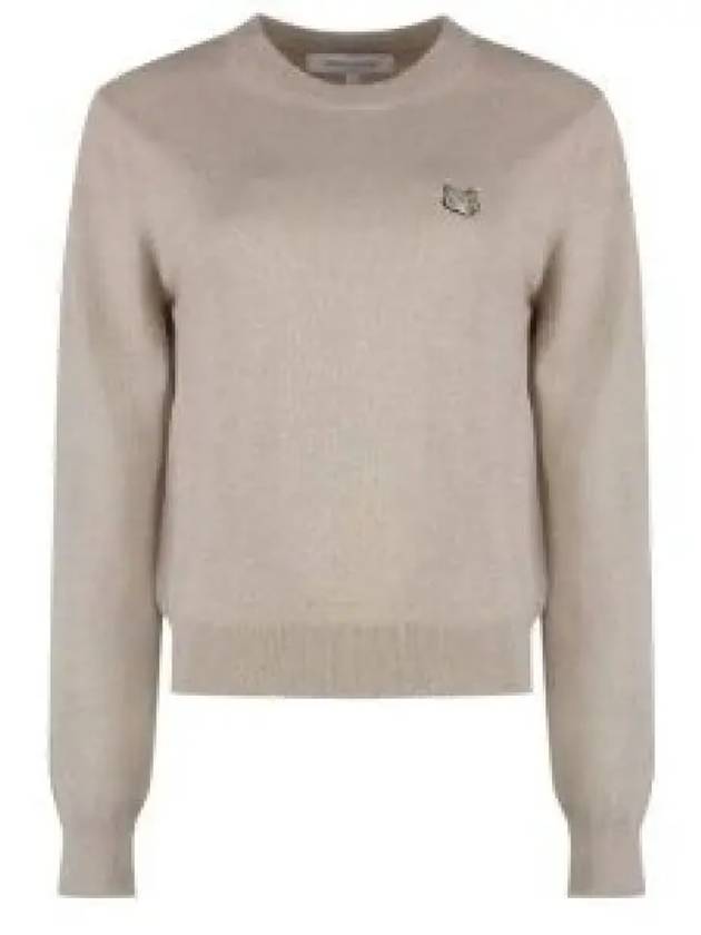 Bold Fox Head Wool Knit Top Light Beige Melange - MAISON KITSUNE - BALAAN 2