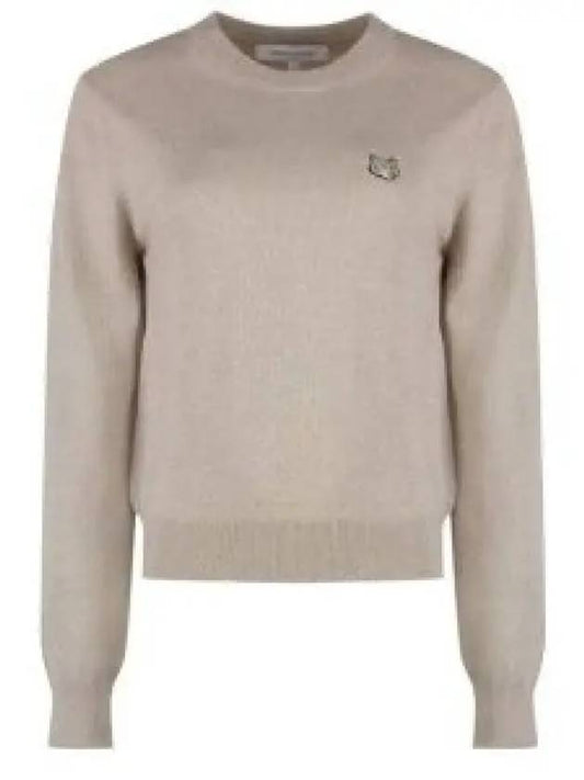 Bold Fox Head Wool Knit Top Light Beige Melange - MAISON KITSUNE - BALAAN 2