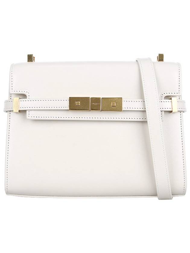 Manhattan Mini Embossed Gold-Tone Logo Leather Cross Bag Blanc Vintage - SAINT LAURENT - BALAAN 2