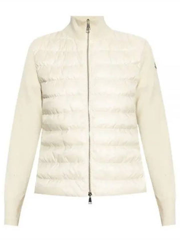 Women s Logo Patch Tricot Mix Padded Cardigan White 234477 - MONCLER - BALAAN 1