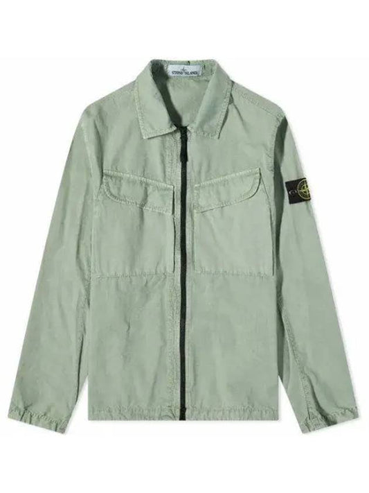 Wappen Patch Old Effect Zip-Up Jacket Green - STONE ISLAND - BALAAN 2