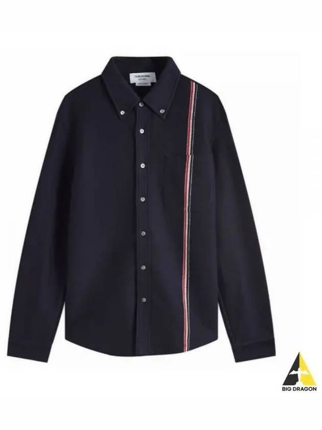 Double Face Knit Long Sleeve Shirt Navy - THOM BROWNE - BALAAN 2