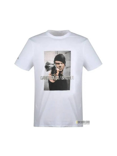 Men's Claudius Gangster Short Sleeve T-Shirt White - NEIL BARRETT - BALAAN 1