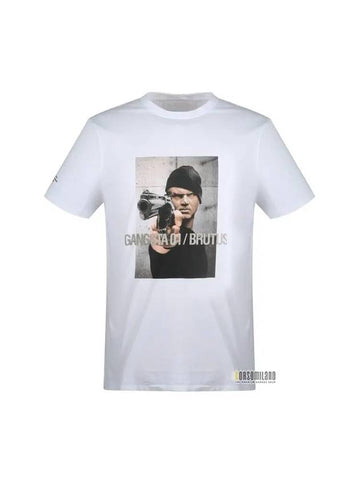 Men's Claudius Gangster Short Sleeve T-Shirt White - NEIL BARRETT - BALAAN 1