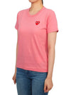 Women's Small Red Heart Wappen Short Sleeve T-Shirt P1 T271 3 Pink - COMME DES GARCONS PLAY - BALAAN 3