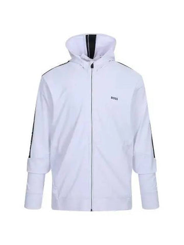 Tape logo regular fit zip up hood 50472367 100 - BOSS - BALAAN 1