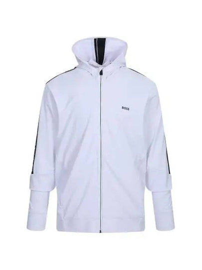 Tape logo regular fit zip up hood 50472367 100 - BOSS - BALAAN 1