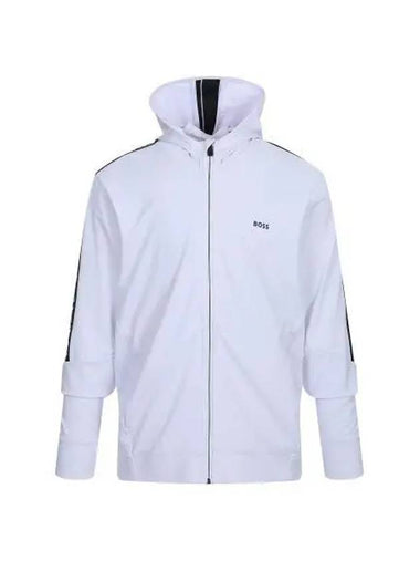 Tape logo regular fit zip up hood 50472367 100 - BOSS - BALAAN 1