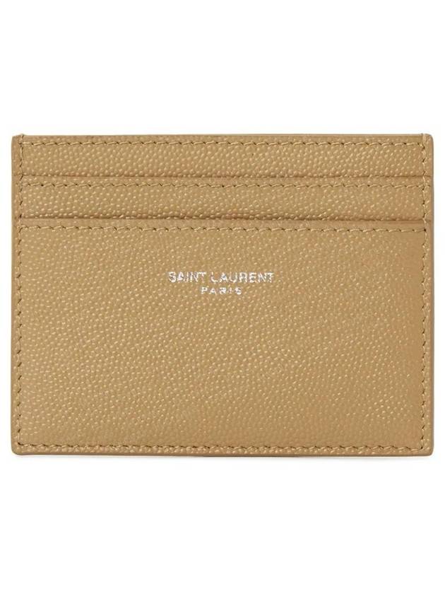 Logo Detail Calfskin Card Wallet Teakwood - SAINT LAURENT - BALAAN 2