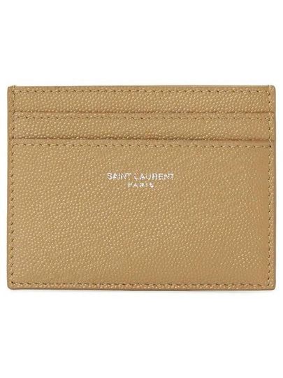 Logo Detail Calfskin Card Wallet Teakwood - SAINT LAURENT - BALAAN 2