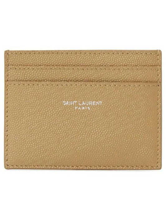 Logo Detail Calfskin Card Wallet Teakwood - SAINT LAURENT - BALAAN 2