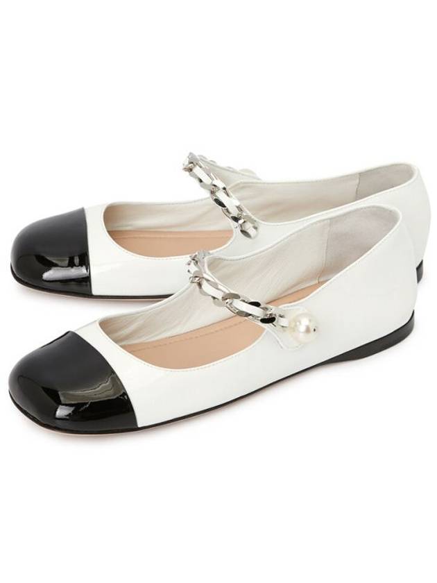 Miu Miu Patent Leather Ballerina Flats Black White - MIU MIU - BALAAN 3