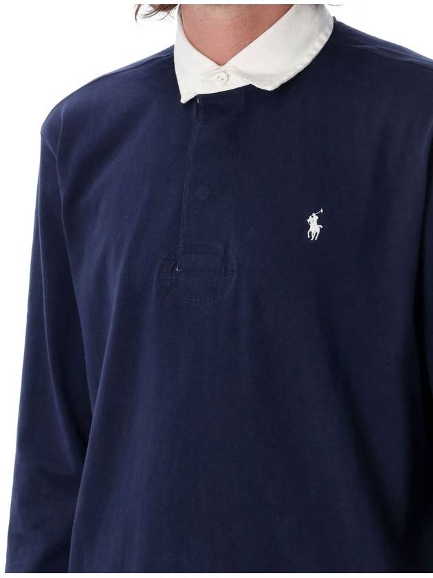 Rugby Logo Embroidered Long Sleeve Polo Shirt Navy - POLO RALPH LAUREN - BALAAN 4