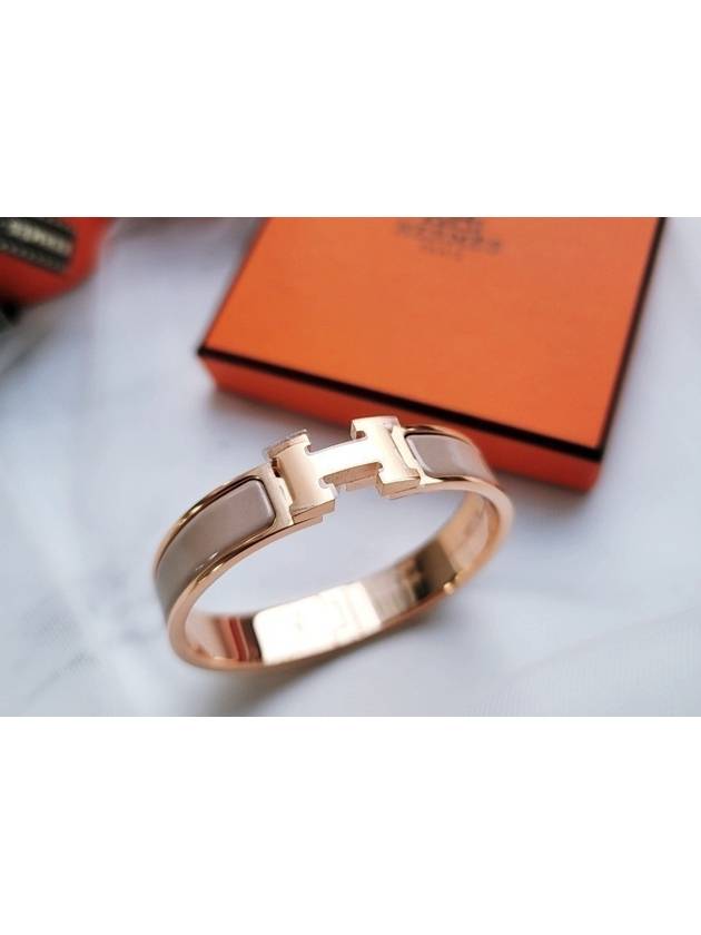 Clic H Bracelet Rose Gold & Marron Glace - HERMES - BALAAN 3