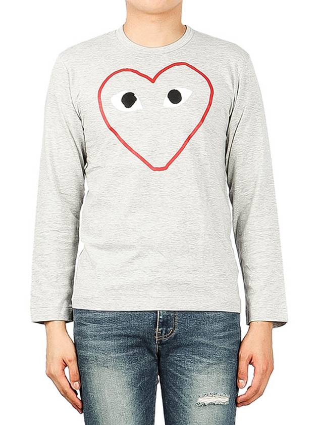 Heart Print Long Sleeve T-Shirt Grey - COMME DES GARCONS PLAY - BALAAN 2