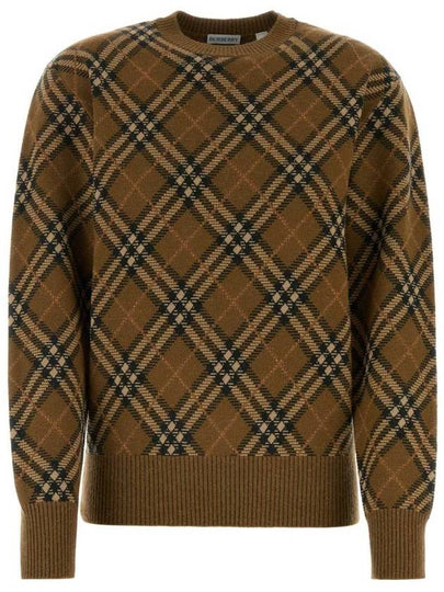 Check Wool Mohair Blend Knit Top Brown - BURBERRY - BALAAN 2