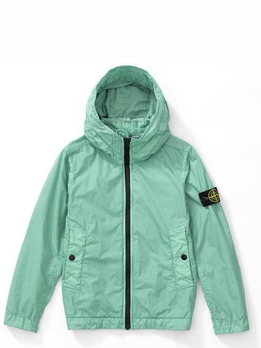 Kids Men s Green Wappen Patch Wind Jumper Hooded Jacket Zip Up 761640233V0052 - STONE ISLAND - BALAAN 1