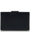 Triangle Logo Saffiano Flap Card Wallet Black - PRADA - BALAAN 4