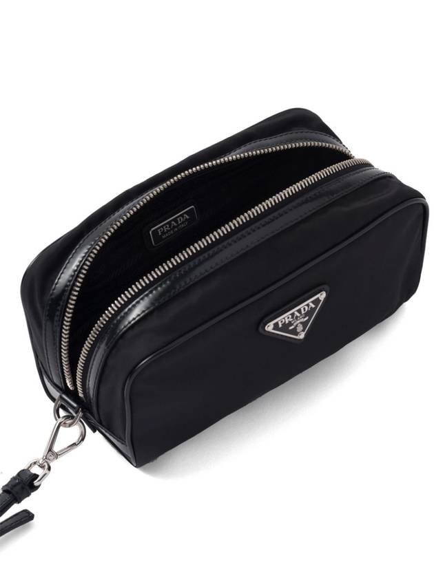 Re-Nylon Brushed Leather Pouch Black - PRADA - BALAAN 5