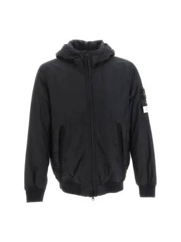 Men's Garment Dyed Crinkle Reps Recycled Nylon Primaloft TC Hooded Jacket Black - STONE ISLAND - BALAAN 2