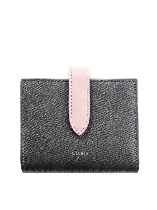 Two-Tone Small Strap Half Wallet Grey Vintage Pink - CELINE - BALAAN 1