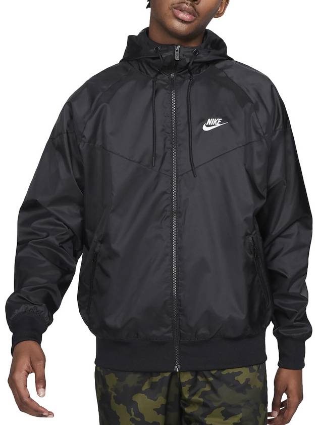 Windrunner Woven Hood Windbreaker Black - NIKE - BALAAN 4